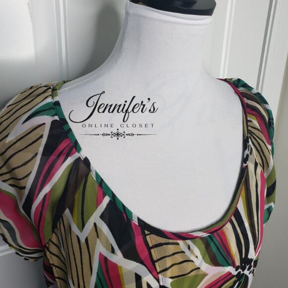 3/$25 Worthington Women's Floral Scoop Neck Cap Sleeve Blouse Size Large - Picture 3 of 12